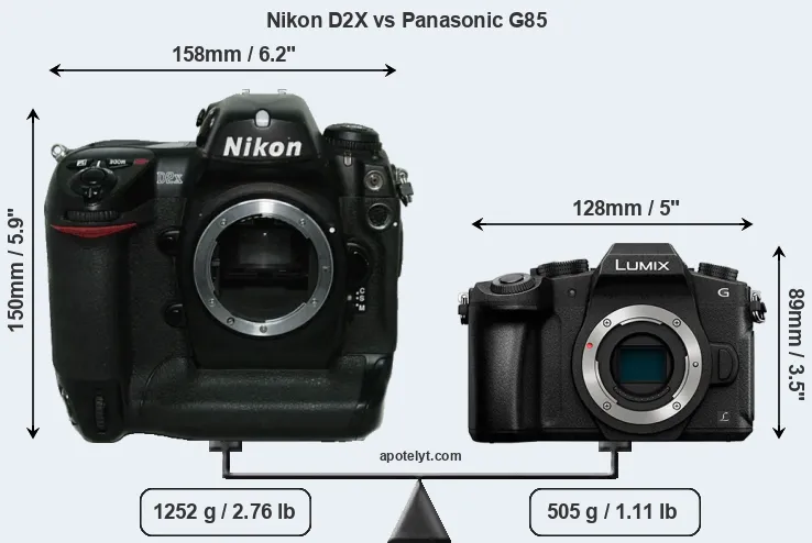 Size Nikon D2X vs Panasonic G85