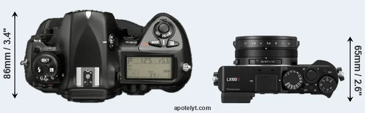 Compare D2X versus LX100 II top