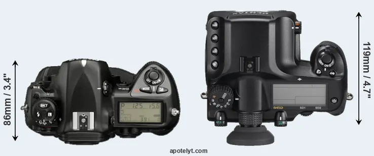 Compare D2X versus 645D top