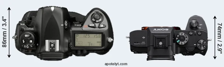 Compare D2X versus A7R III top