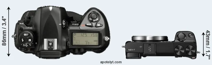 Compare D2X versus NEX-7 top