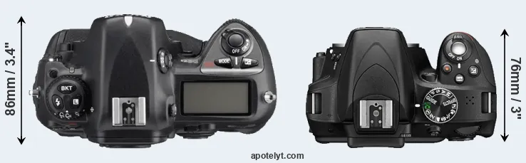 Compare D2Xs versus D3300 top