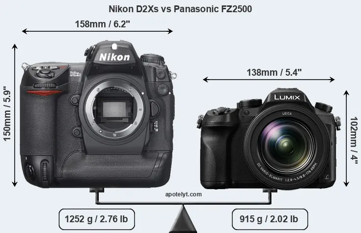 Size Nikon D2Xs vs Panasonic FZ2500