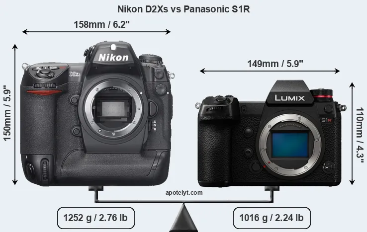 Size Nikon D2Xs vs Panasonic S1R