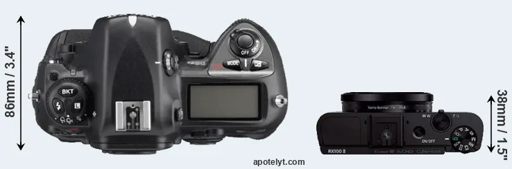 Compare D2Xs versus RX100 II top