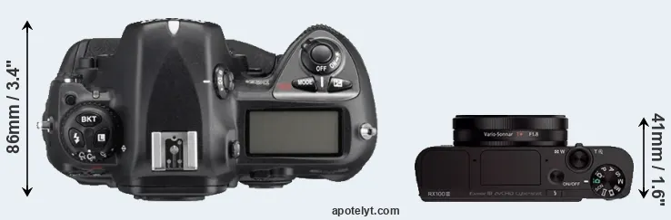 Compare D2Xs versus RX100 III top