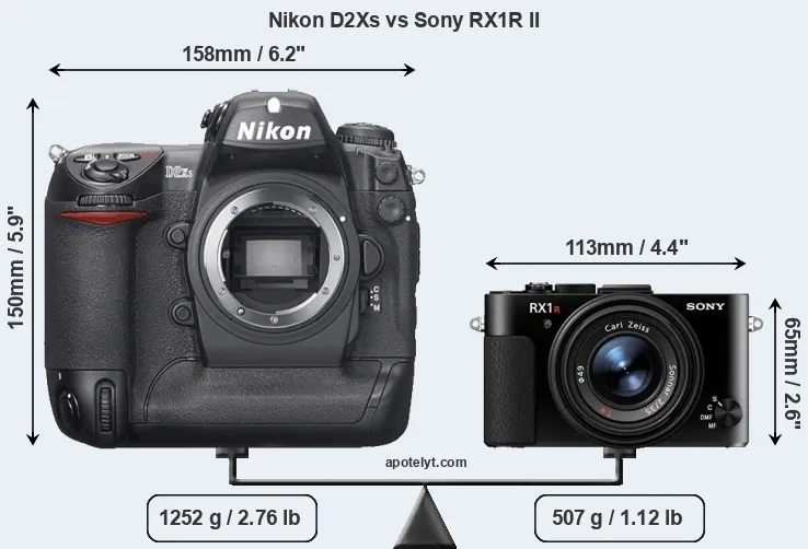 Size Nikon D2Xs vs Sony RX1R II
