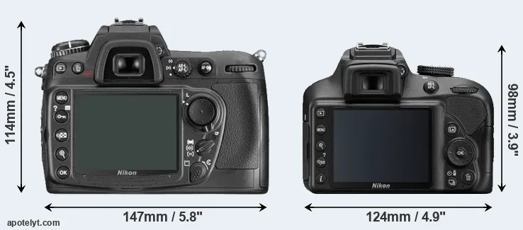 Comparison D300 or D3400 rear