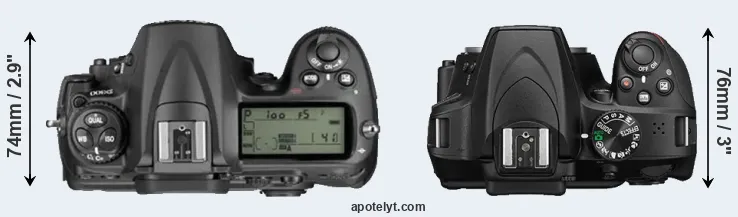 Compare D300 versus D3400 top