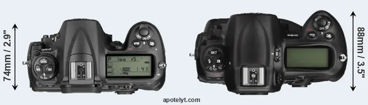 Compare D300 versus D3X top