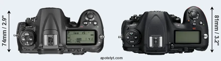 Compare D300 versus D500 top