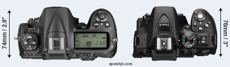 Compare D300 versus D5300 top