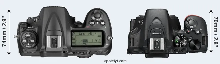 Compare D300 versus D5500 top