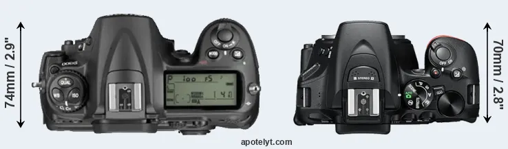 Compare D300 versus D5600 top