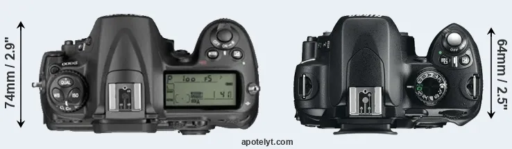 Compare D300 versus D60 top