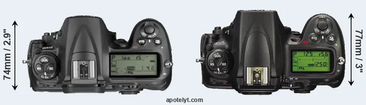 Compare D300 versus D700 top