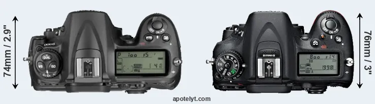 Compare D300 versus D7100 top