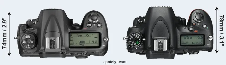 Compare D300 versus D750 top