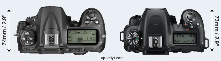 Compare D300 versus D7500 top