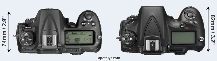 Compare D300 versus D810 top