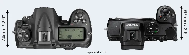 Compare D300 versus Z5 top