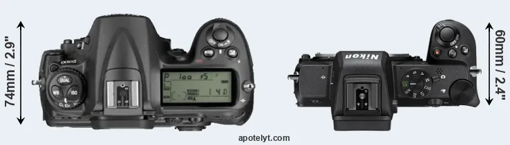 Compare D300 versus Z50 top