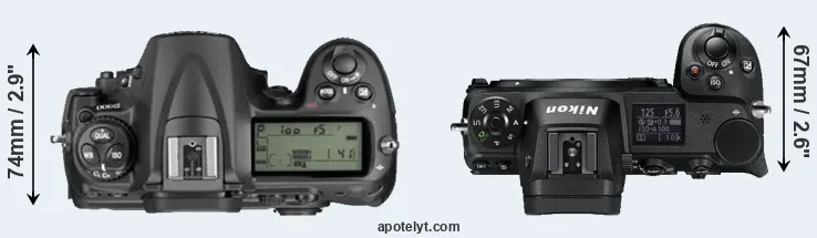 Compare D300 versus Z6 top