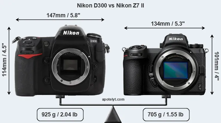 Size Nikon D300 vs Nikon Z7 II