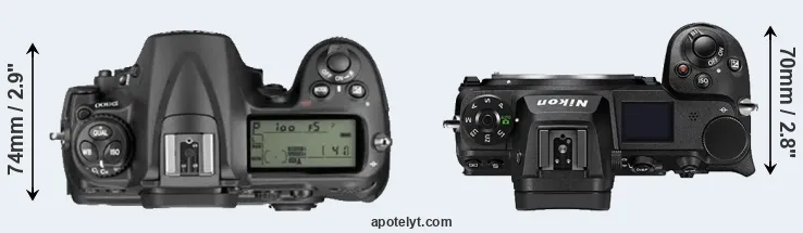 Compare D300 versus Z7 II top