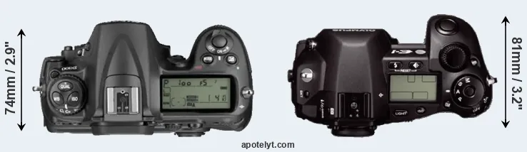 Compare D300 versus E-1 top