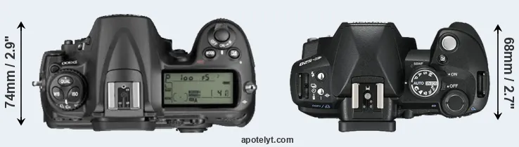 Compare D300 versus E-520 top
