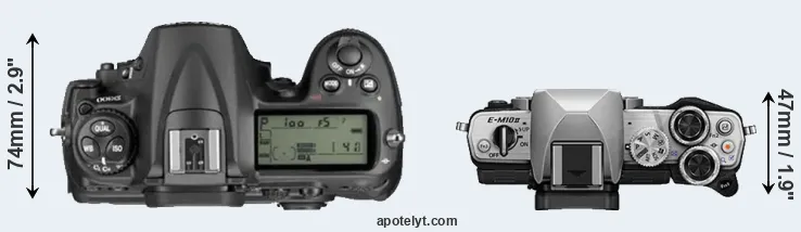 Compare D300 versus E-M10 II top
