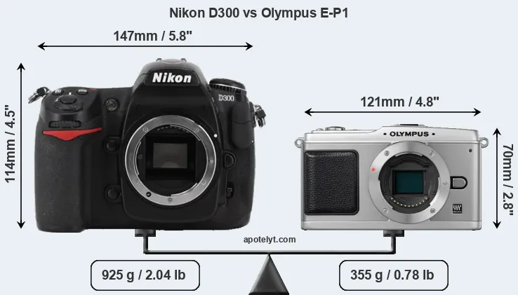 Size Nikon D300 vs Olympus E-P1
