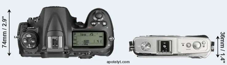 Compare D300 versus E-P1 top