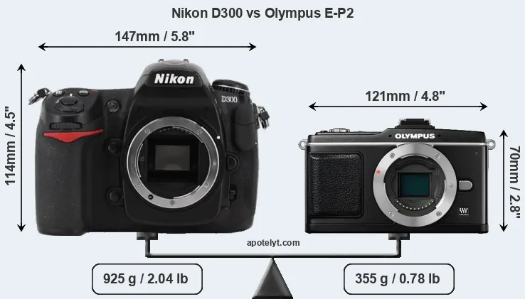 Size Nikon D300 vs Olympus E-P2