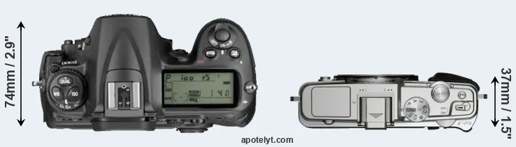 Compare D300 versus E-P5 top