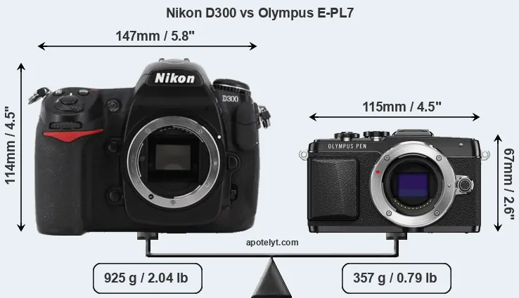 Size Nikon D300 vs Olympus E-PL7
