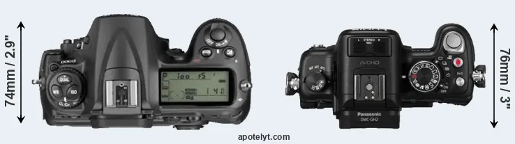Compare D300 versus GH2 top
