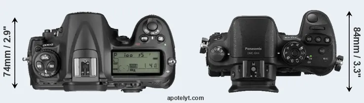 Compare D300 versus GH4 top