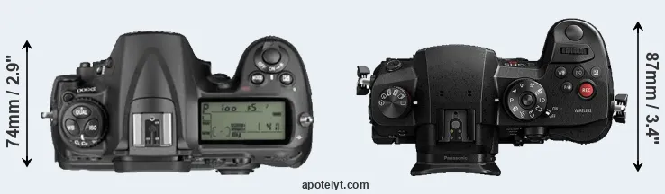 Compare D300 versus GH5s top