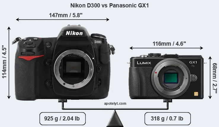Size Nikon D300 vs Panasonic GX1