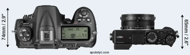 Compare D300 versus LX100 II top