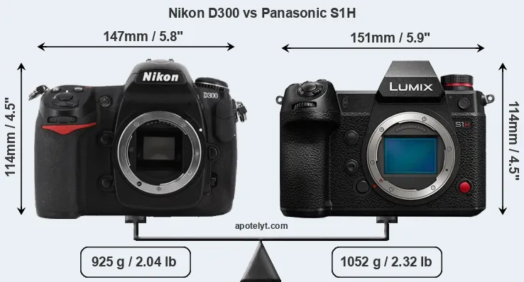 Size Nikon D300 vs Panasonic S1H