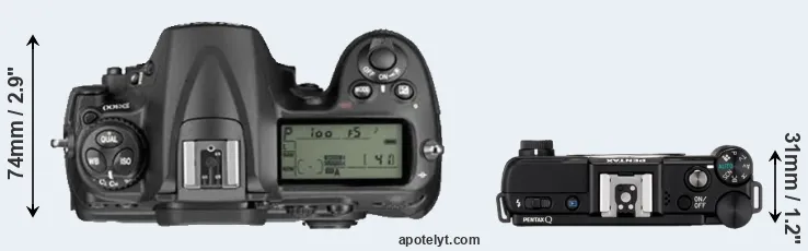 Compare D300 versus Pentax Q top