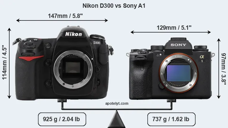 Size Nikon D300 vs Sony A1