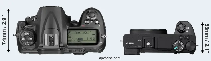 Compare D300 versus A6500 top