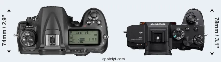 Compare D300 versus A7R IV top