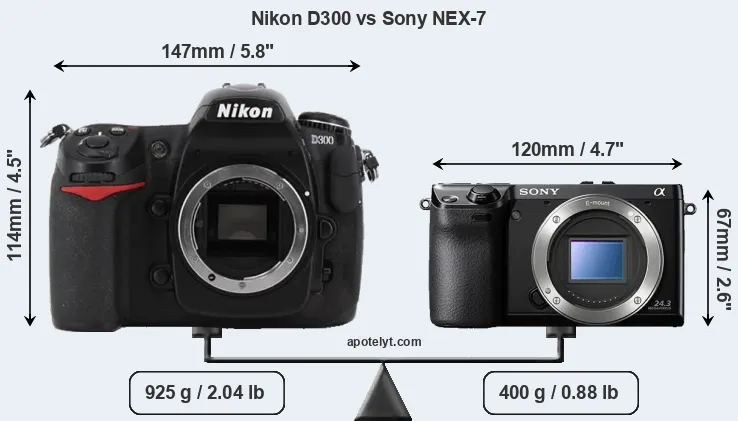 Size Nikon D300 vs Sony NEX-7