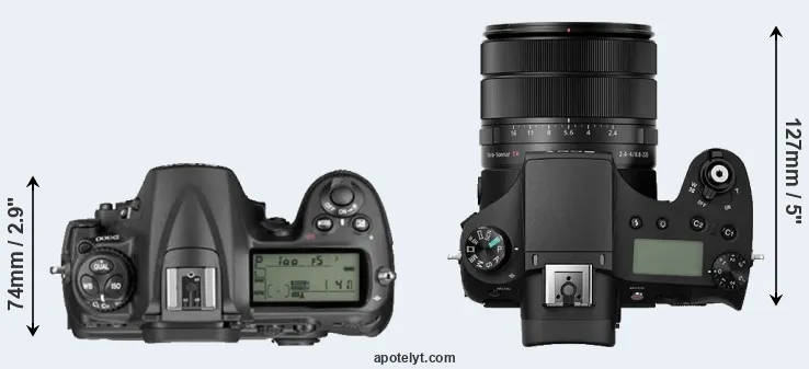 Compare D300 versus RX10 III top