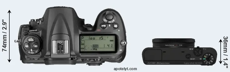 Compare D300 versus RX100 top